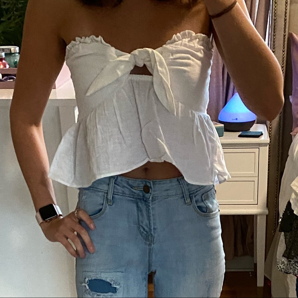 AE White Crop Top